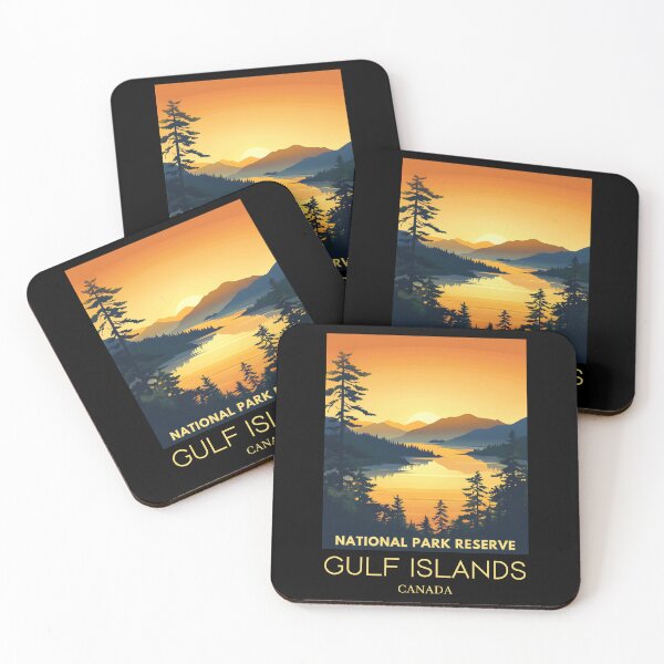 Item preview, A Pop Art Travel Print of Gulf Islands National Park Reserve - Canada  designed and sold by StudioRedKoala.