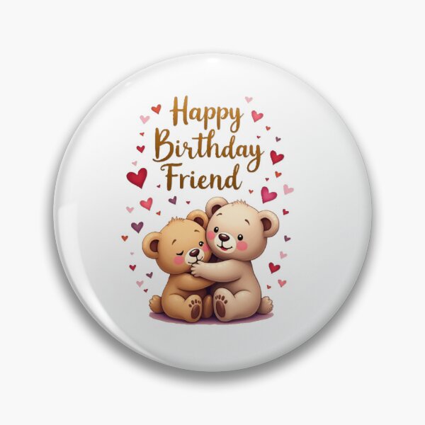 Item preview, Happy birthday friend, two adorable teddy bears with hearts designed and sold by nicnacc.