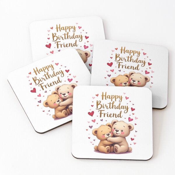 Item preview, Happy birthday friend, two adorable teddy bears with hearts designed and sold by nicnacc.