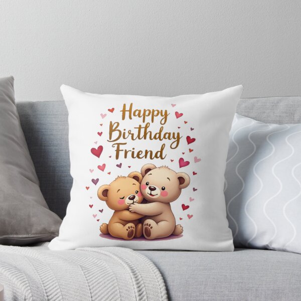 Item preview, Happy birthday friend, two adorable teddy bears with hearts designed and sold by nicnacc.