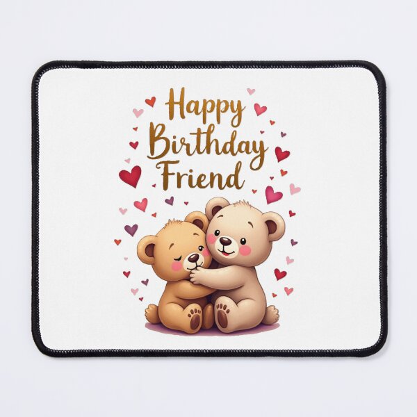 Item preview, Happy birthday friend, two adorable teddy bears with hearts designed and sold by nicnacc.