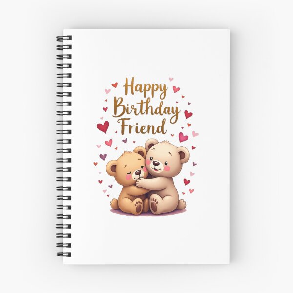 Item preview, Happy birthday friend, two adorable teddy bears with hearts designed and sold by nicnacc.
