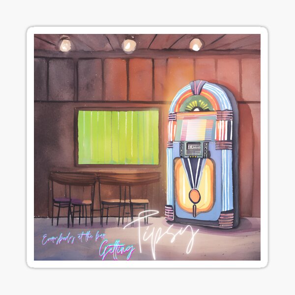 Vista previa del artículo con la obra «Todos en el bar: escena de jukebox con mucho alcohol», diseñado y vendido por HonkyTonk2025.