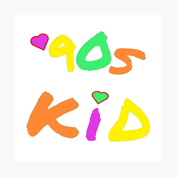 Item preview, 90s Kid Retro Design for Millennials and Generation X. Multicolor Letters. (White Background) designed and sold by ArtByLM.