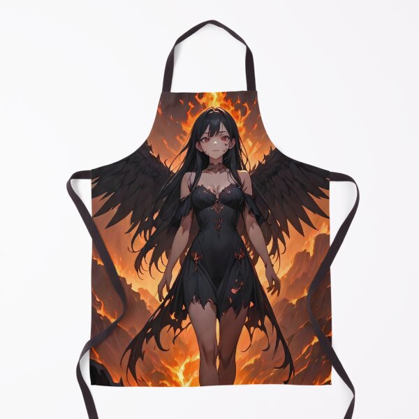 Item preview, Dark anime angel with wings in fire designed and sold by TheArtistOf2022.