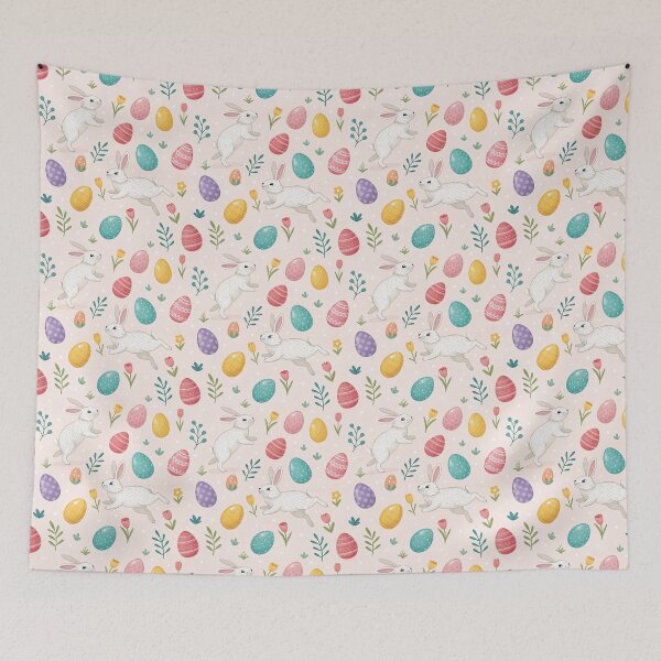 Item preview, Easter bunnies and eggs on light pink - seamless pattern designed and sold by Smetankinaart.