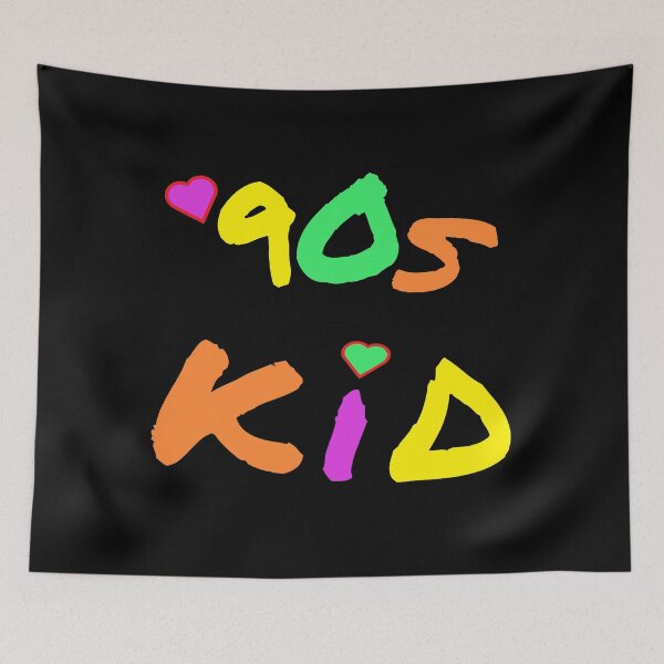 Item preview, 90s Kid Retro Design for Millennials and Generation X. Multicolor Letters. (Black Background) designed and sold by ArtByLM.