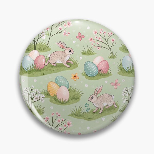 Item preview, Easter bunnies and eggs on green - seamless pattern designed and sold by Smetankinaart.