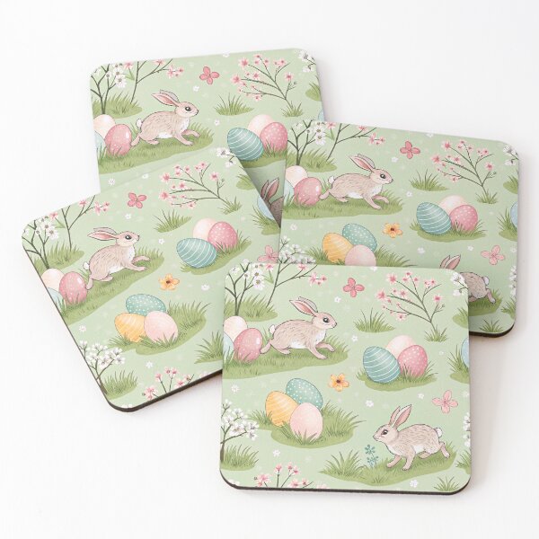 Item preview, Easter bunnies and eggs on green - seamless pattern designed and sold by Smetankinaart.