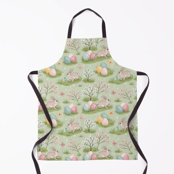 Item preview, Easter bunnies and eggs on green - seamless pattern designed and sold by Smetankinaart.