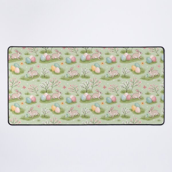Item preview, Easter bunnies and eggs on green - seamless pattern designed and sold by Smetankinaart.