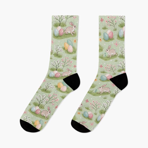 Item preview, Easter bunnies and eggs on green - seamless pattern designed and sold by Smetankinaart.