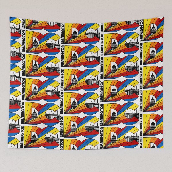 Item preview, Retro Rainbow Stripe Washington DC Travel Style Souvenir designed and sold by acquiesce13.