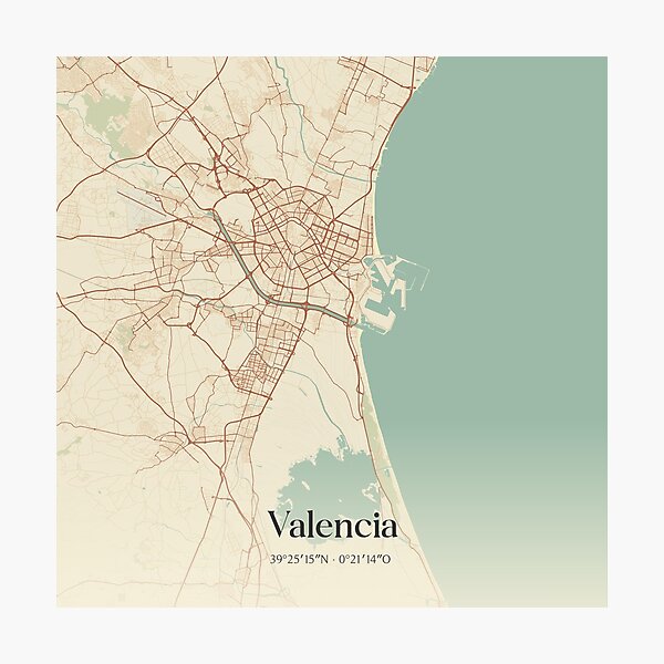 Item preview, Vintage map of Valencia, Spain designed and sold by rezona-nl.