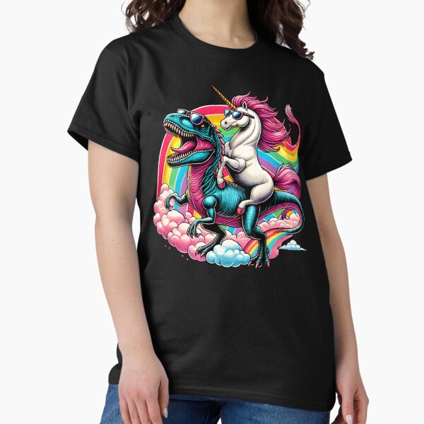 Item preview, Epic Unicorn Riding a T-Rex | Funny Retro Rainbow Fantasy Dinosaur designed and sold by DrawHandArt.