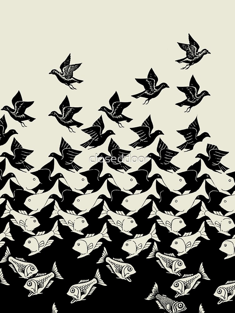 Fish and Birds Art Deco Tessellation by closeddoor
