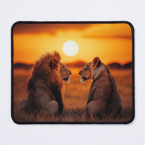 Item preview, African lion and lioness at sunrise - Wildlife photo designed and sold by TheArtistOf2022.