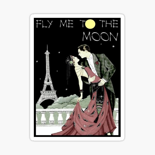 FLY ME TO THE MOON: Vintage Music Advertising Print Sticker