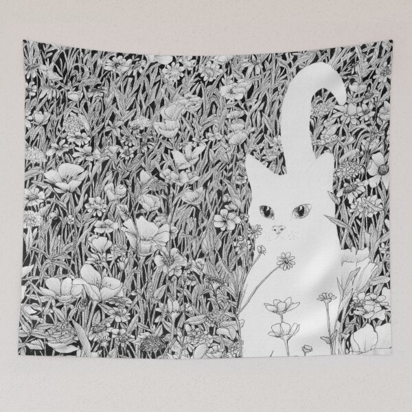 Item preview, White Meadow Cat designed and sold by ECMazur Art.