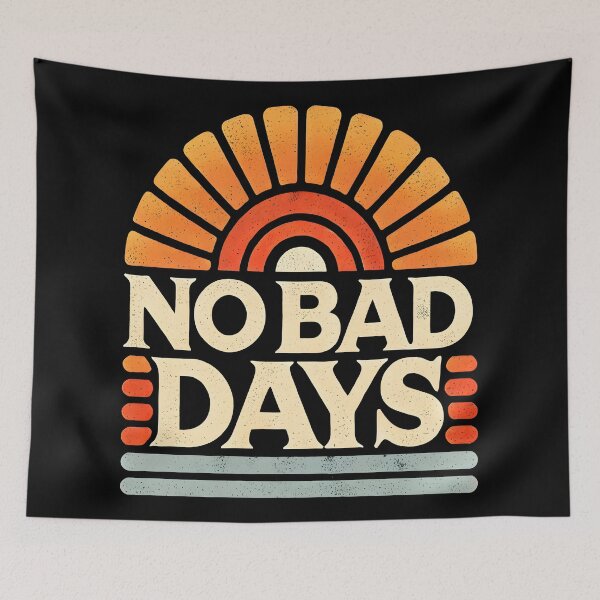 Item preview, No Bad Days Retro Vintage Sunset Positive Typography  designed and sold by DrawHandArt.
