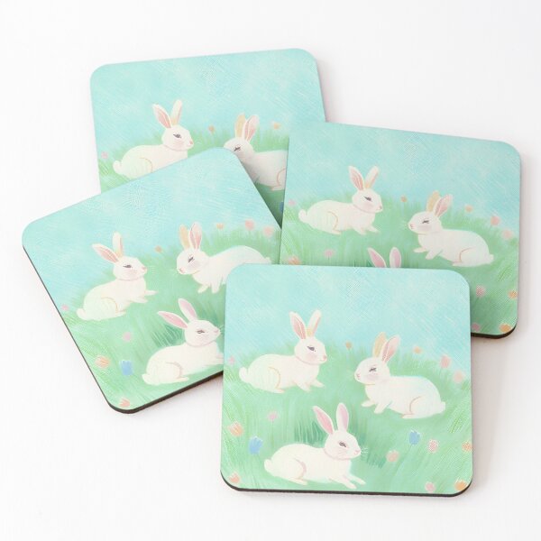 Item preview, Cute Spring Rabbits in Wildflowers | Pastel Bunny Art designed and sold by LemonHorse.