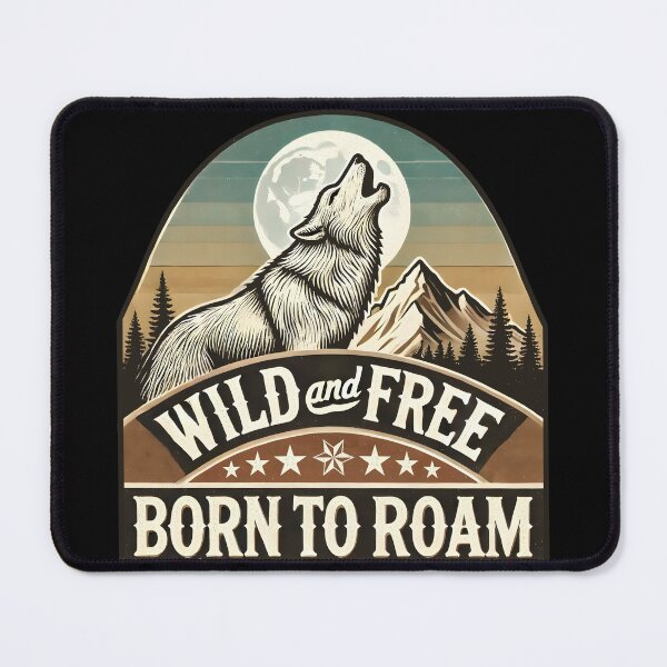 Item preview, Wild and Free Howling Wolf | Vintage Adventure Nature Design designed and sold by DrawHandArt.
