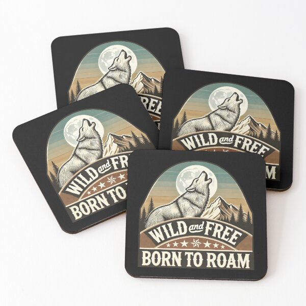 Item preview, Wild and Free Howling Wolf | Vintage Adventure Nature Design designed and sold by DrawHandArt.