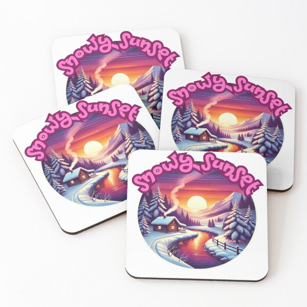 Item preview, Serene Snowy Sunset Winter Landscape – Cozy Cabin & Pine Trees Art designed and sold by KujayPrints.