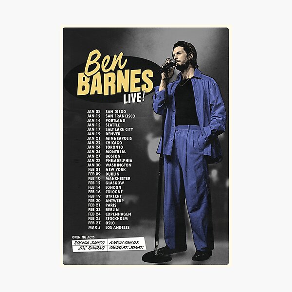 Item preview, Ben Barnes Live Tour Dates Poster designed and sold by somedaygraphics.
