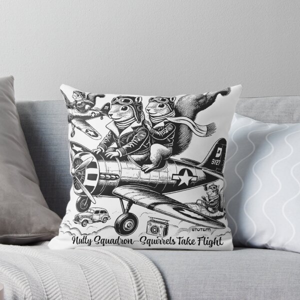 Item preview, 1950's style, squirrels in a war plane in black and white designed and sold by 8Totem.