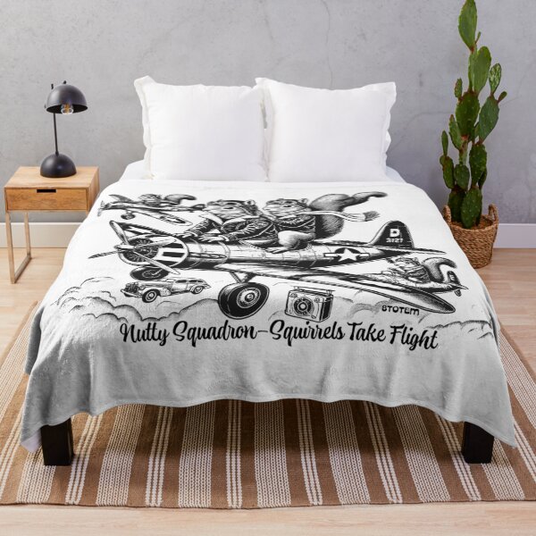 Item preview, 1950's style, squirrels in a war plane in black and white designed and sold by 8Totem.