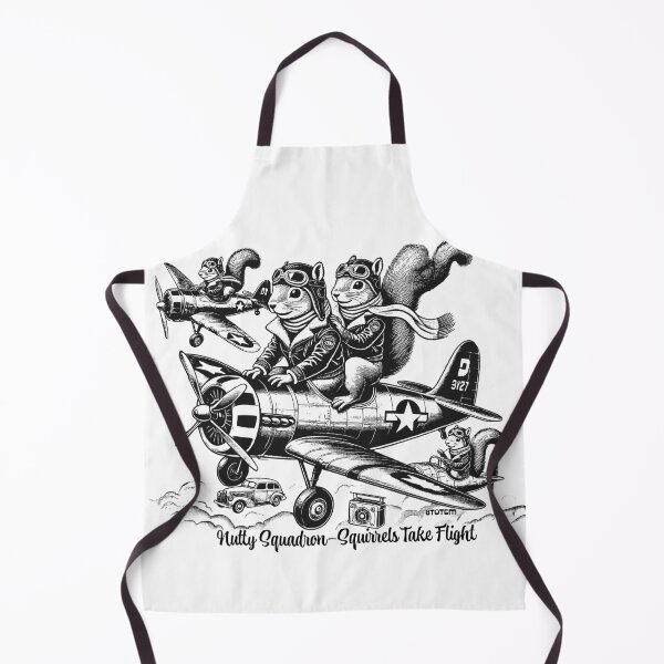Item preview, 1950's style, squirrels in a war plane in black and white designed and sold by 8Totem.