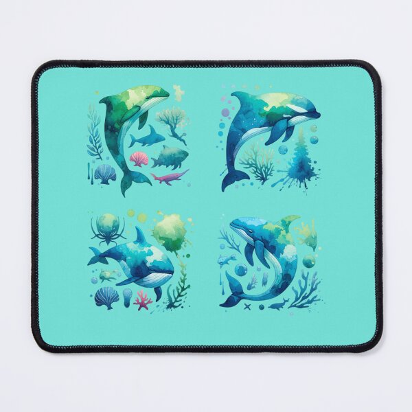 Item preview, whales in brush stroke designed and sold by seahorse crossing.