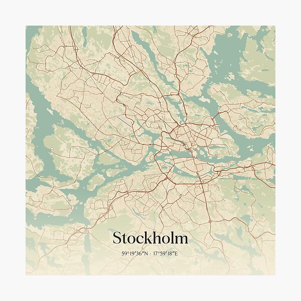 Item preview, Vintage map of Stockholm, Sweden. designed and sold by rezona-nl.