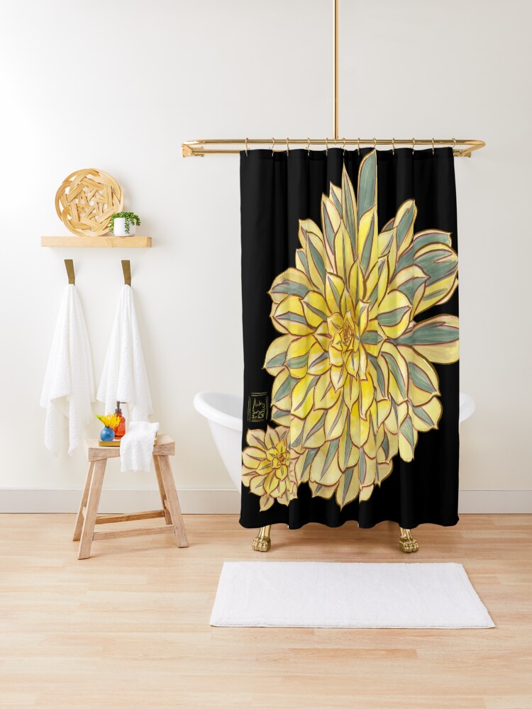 Thumbnail 1 of 5, Shower Curtain, Succulent Jewels: Aeonium Sunburst designed and sold by audreysargent.