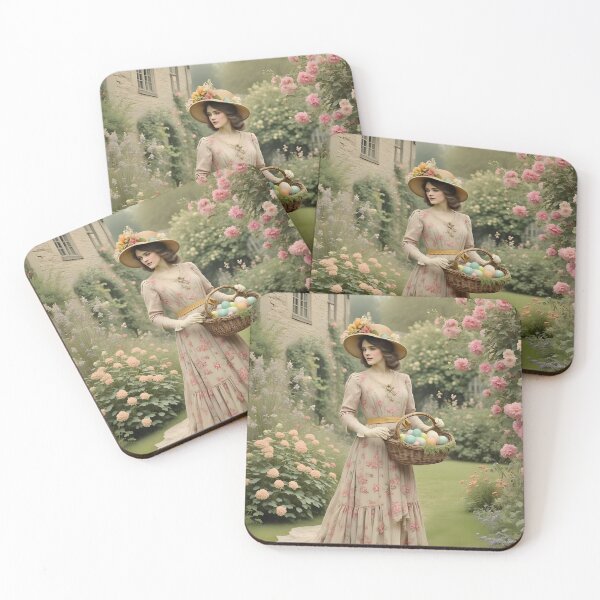 Item preview, Vintage Easter Postcard: Rose Garden Egg-hunt. designed and sold by ACuriousshoppe.