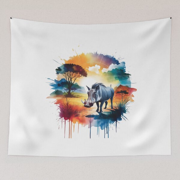 Item preview, Warthog on golden savanna designed and sold by Ann Miu Deluxe.