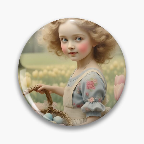 Item preview, Vintage Easter Postcard: Girl, Frock, Basket, Tulips designed and sold by ACuriousshoppe.