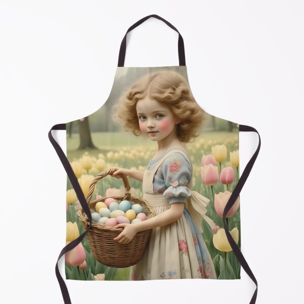 Item preview, Vintage Easter Postcard: Girl, Frock, Basket, Tulips designed and sold by ACuriousshoppe.