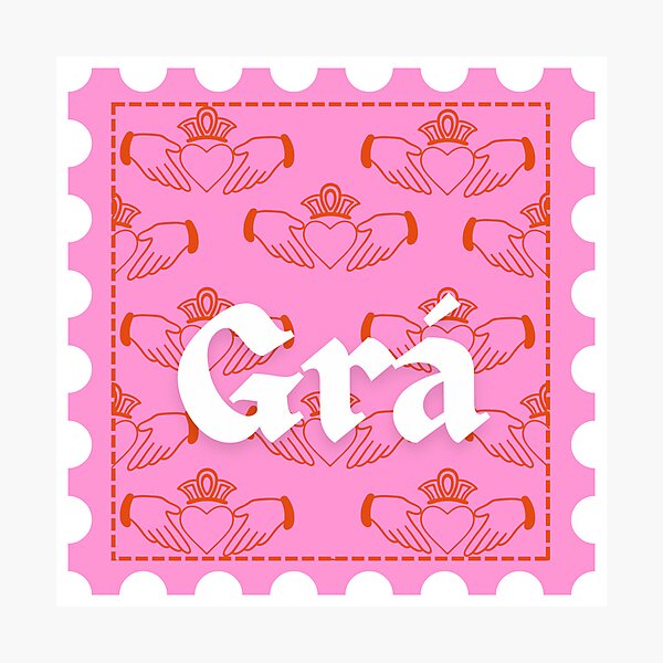 Item preview, Grá and Claddagh Stamp red and pink designed and sold by parker-paints.
