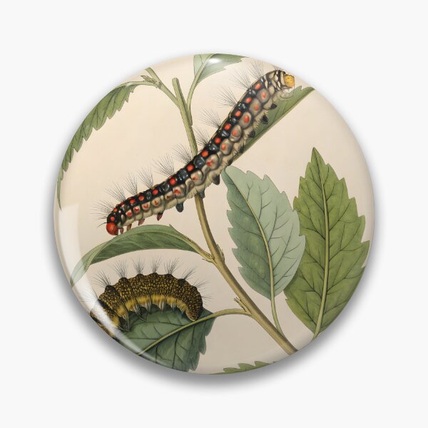 Item preview, Vintage lithography poster with flowers and caterpillars designed and sold by DuskTillDown.