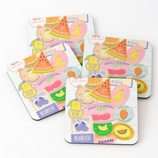 Item preview, junk journal fruit sticker collage art print designed and sold by miss madison creates.