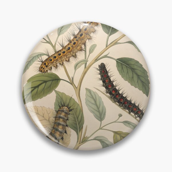 Item preview, Vintage lithography poster with flowers and caterpillars designed and sold by DuskTillDown.