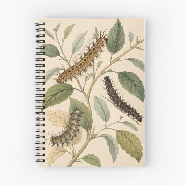 Item preview, Vintage lithography poster with flowers and caterpillars designed and sold by DuskTillDown.