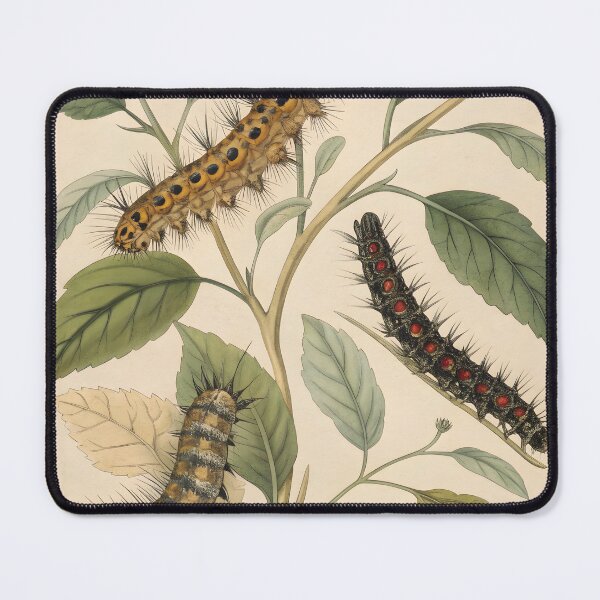 Item preview, Vintage lithography poster with flowers and caterpillars designed and sold by DuskTillDown.