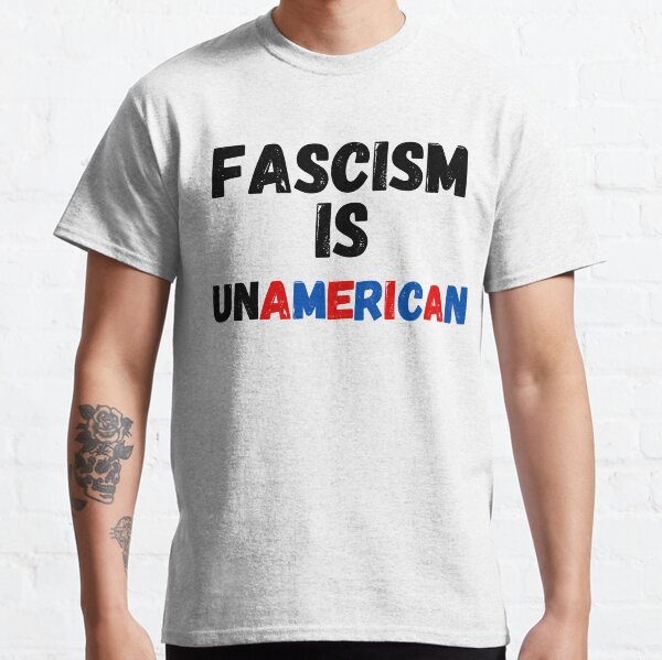Vista previa del artículo con la obra «El fascismo es antiestadounidense. CAMISETA contra el fascismo», diseñado y vendido por ViviWyco.