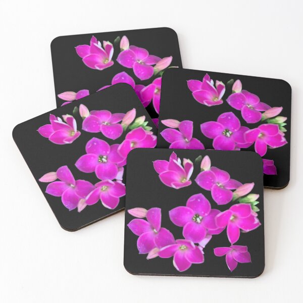 Item preview, Pink flowers black background  designed and sold by Lauracolleen3.