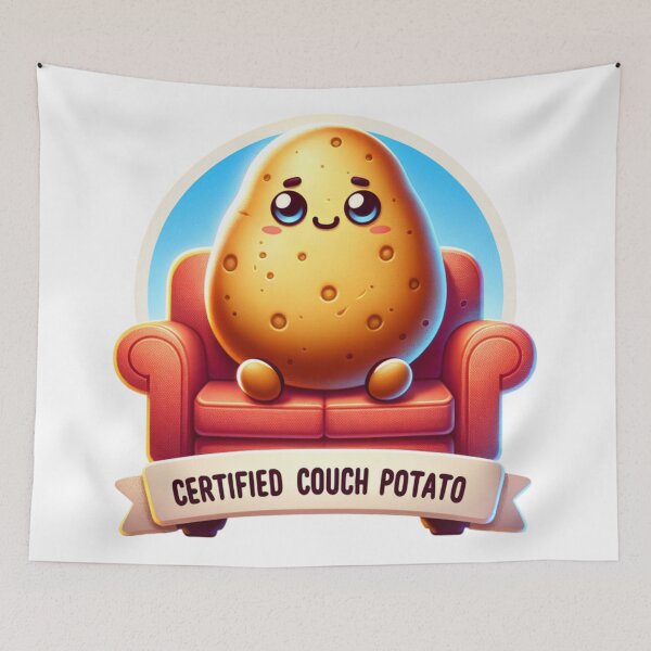 Item preview, A relaxed potato on a sofa with the text “Certified Couch Potato. designed and sold by ClothingByLenni.