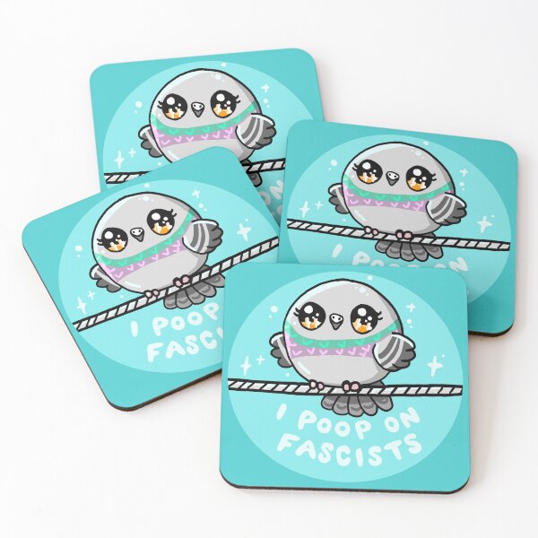Item preview, I Poop on Fascists - Adorable, Kawaii Style, Anti-Fascist Art - Pigeon designed and sold by TweeSpark.