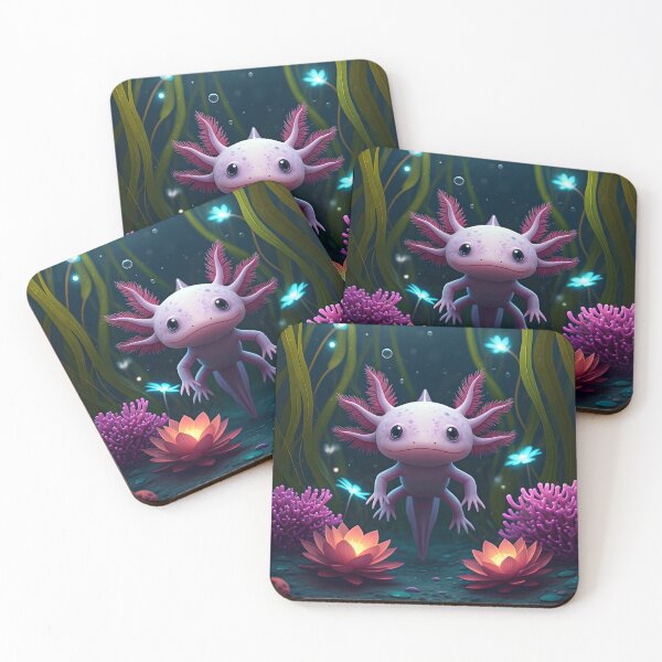 Item preview, Adorable Baby Axolotl Surrounded By Corals, Water Lilies And Seaweeds designed and sold by debbiedwarika.